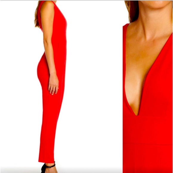 FRAICHE by J - Red Plunge Neck Jumpsuit - Nordstrom - Excellent Condition - Picture 2 of 4